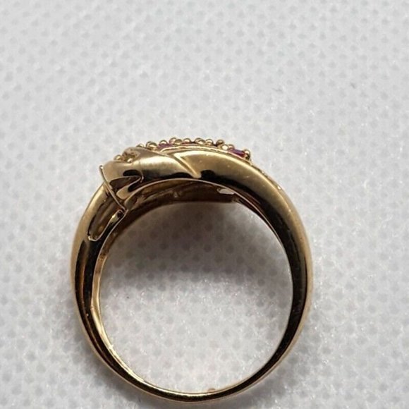 14K YELLOW GOLD TOURMALINE & DIAMOND RING SIZE 5.5 - Picture 8 of 8